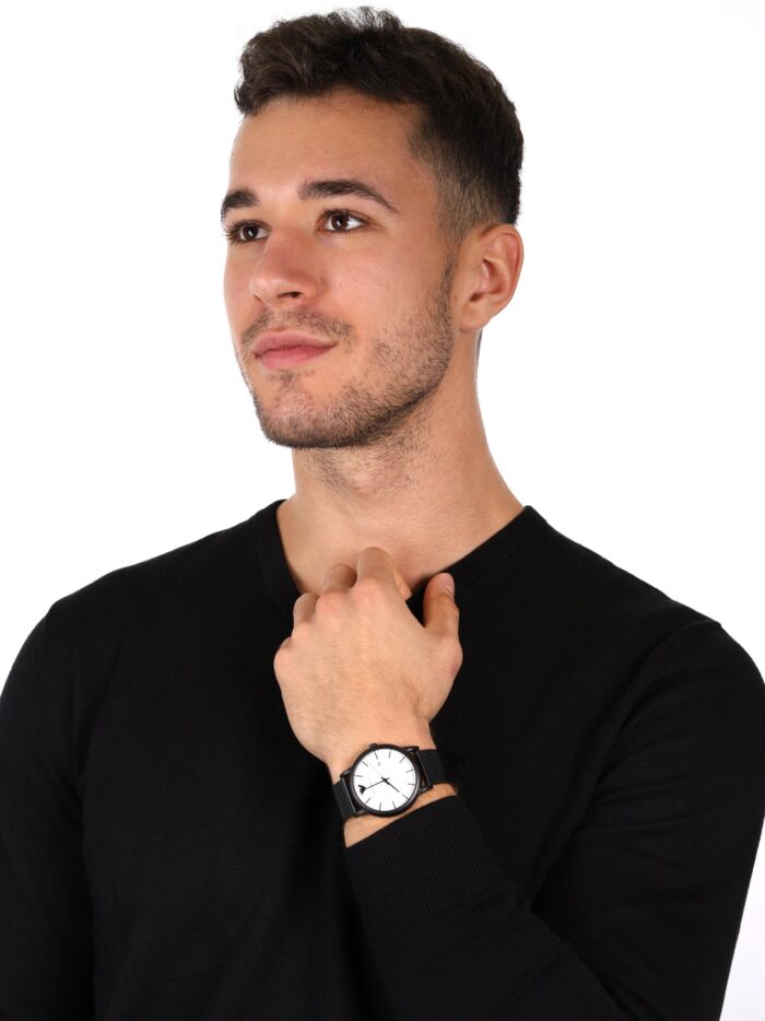 Emporio Armani Luigi White Dial Black Mesh Bracelet Watch For Men - AR11046 - Image 4